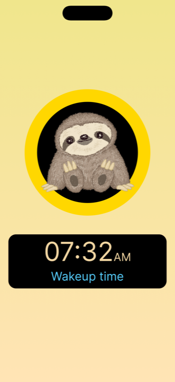 Woohoo wake-up clock screen on an iPhone