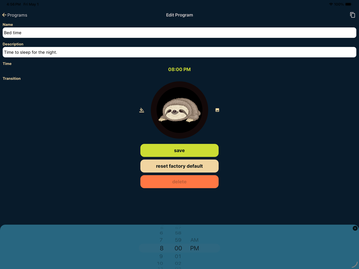 Woohoo bedtime setup example